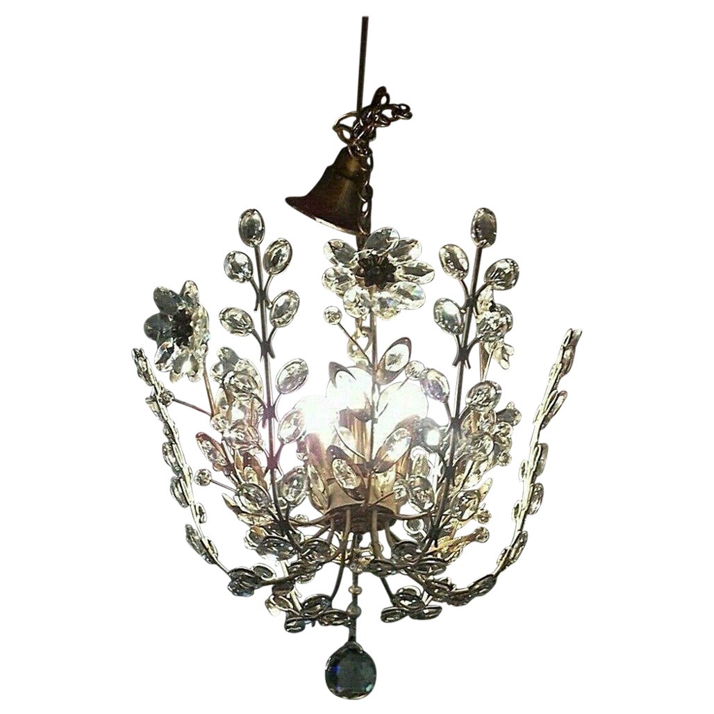 1960's Austrian MCM Cut Crystal Floral Form Lantern by Bakalowits & Sohne For Sale