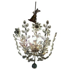 1960's Austrian MCM Cut Crystal Floral Form Lantern by Bakalowits & Sohne