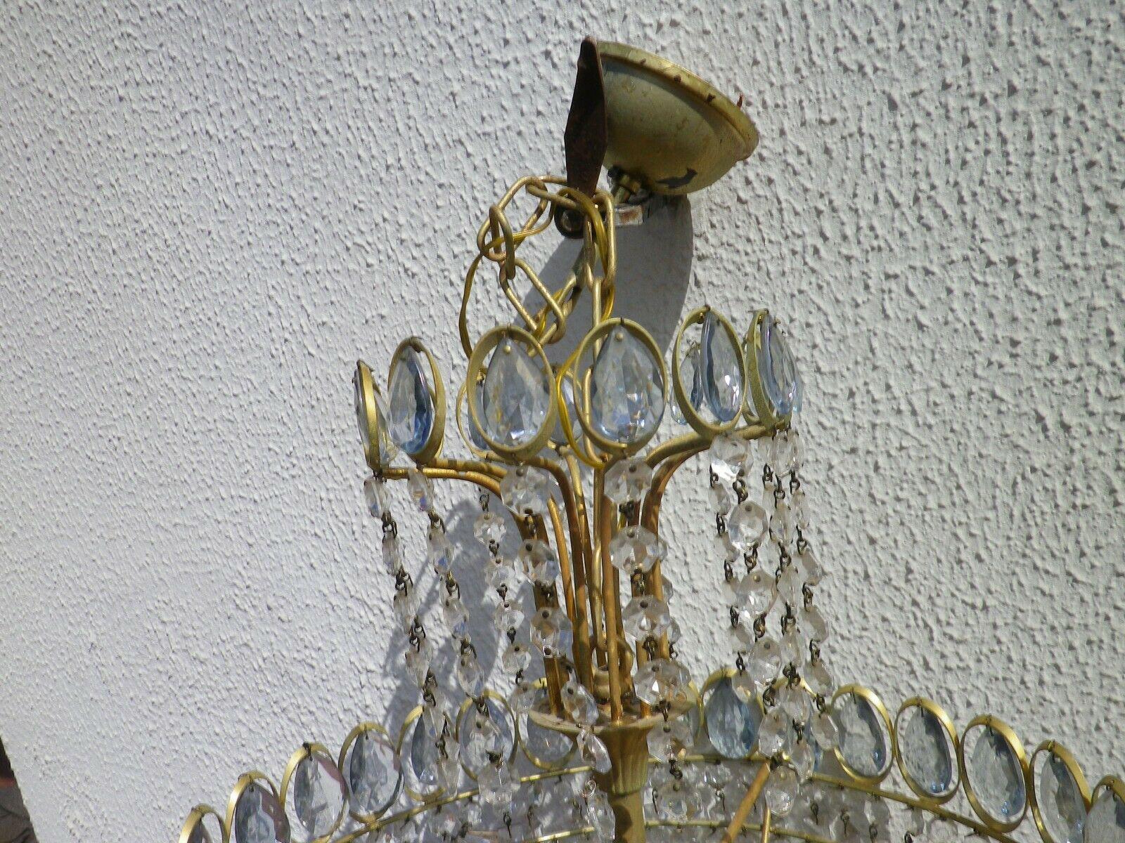 1960's Austrian Mid Century Modern Cut Crystal in Pale Blue Chandelier by Palwa In Good Condition For Sale In Opa Locka, FL