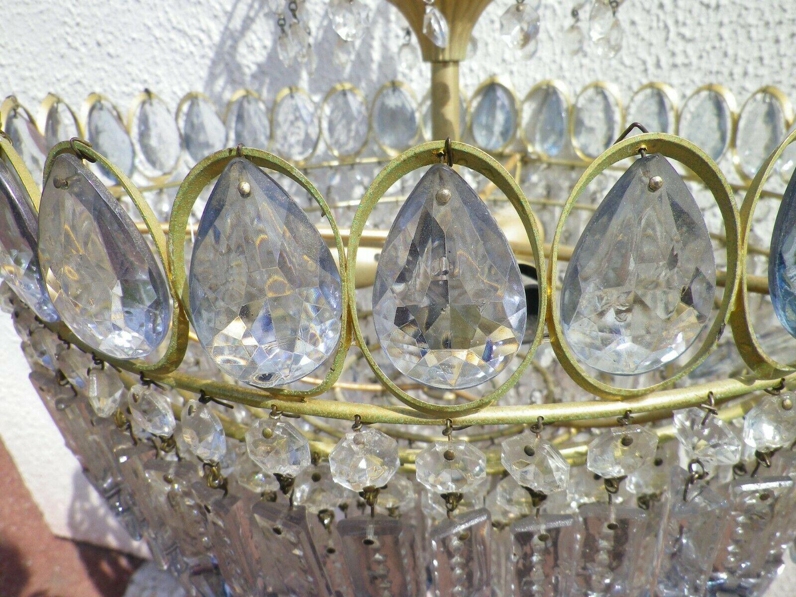 1960's Austrian Mid Century Modern Cut Crystal in Pale Blue Chandelier by Palwa For Sale 2