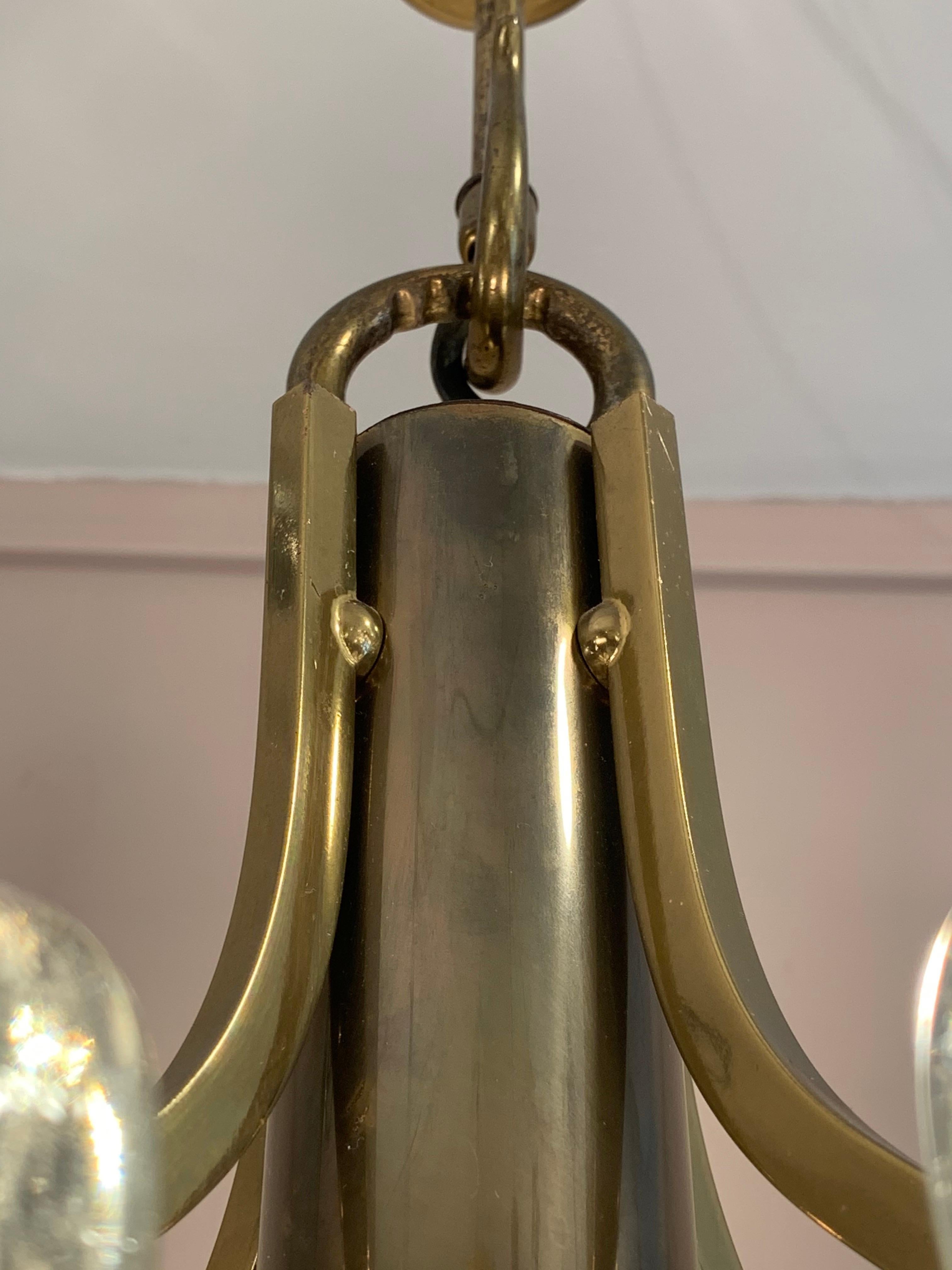 1960s Austrian Sische Brass and Glass Flower Pendant Hanging Ceiling Light 12