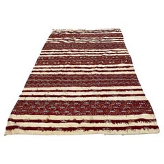 1960er Jahre Authentischer marokkanischer Vintage-Stammes-Kilim-Handira-Teppich