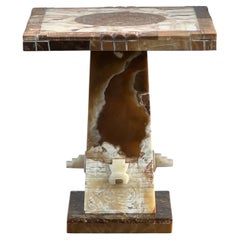 1960s Aztec Solid Carved Stone Game or Display Pedestal Table