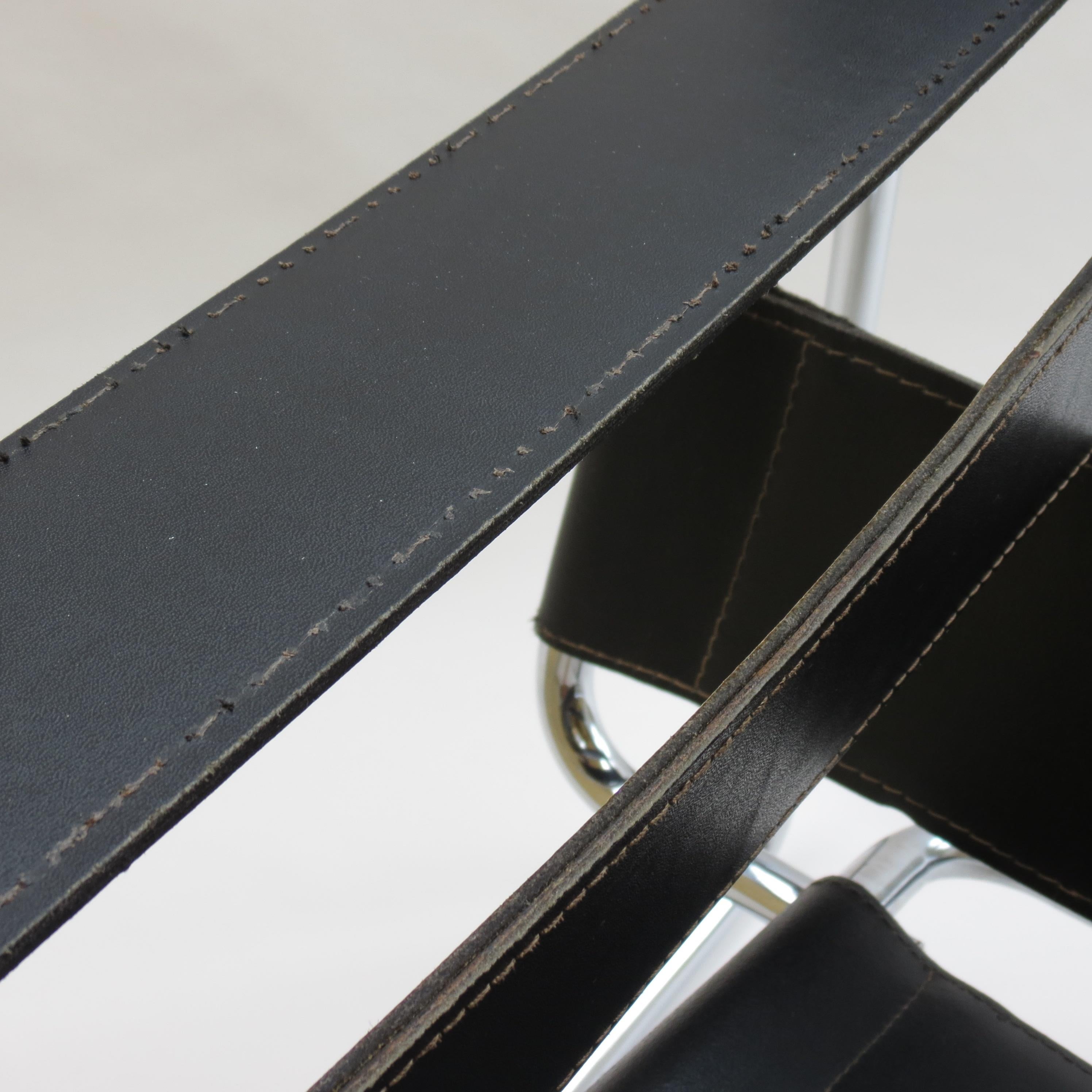 1960s B3 Wassily Chair Black Leather Marcel Breuer for Gavina, Italy, Bauhaus 11