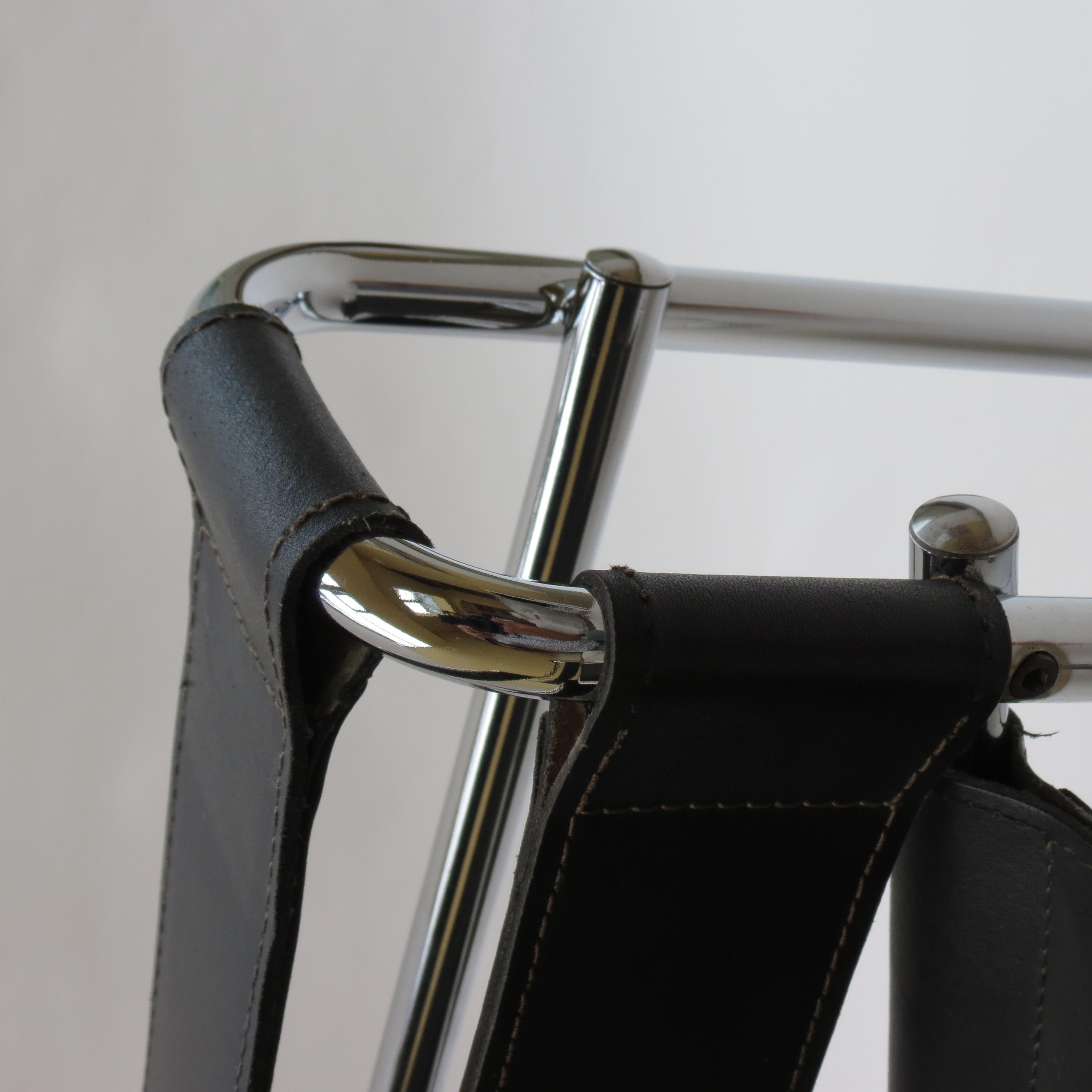 1960s B3 Wassily Chair Black Leather Marcel Breuer for Gavina, Italy, Bauhaus In Good Condition In Stow on the Wold, GB