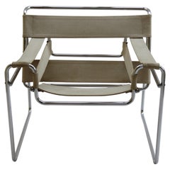 Vintage 1960s B3 Wassily Chair in beige Canvas by Marcel Breuer for Gavina Bauhaus A
