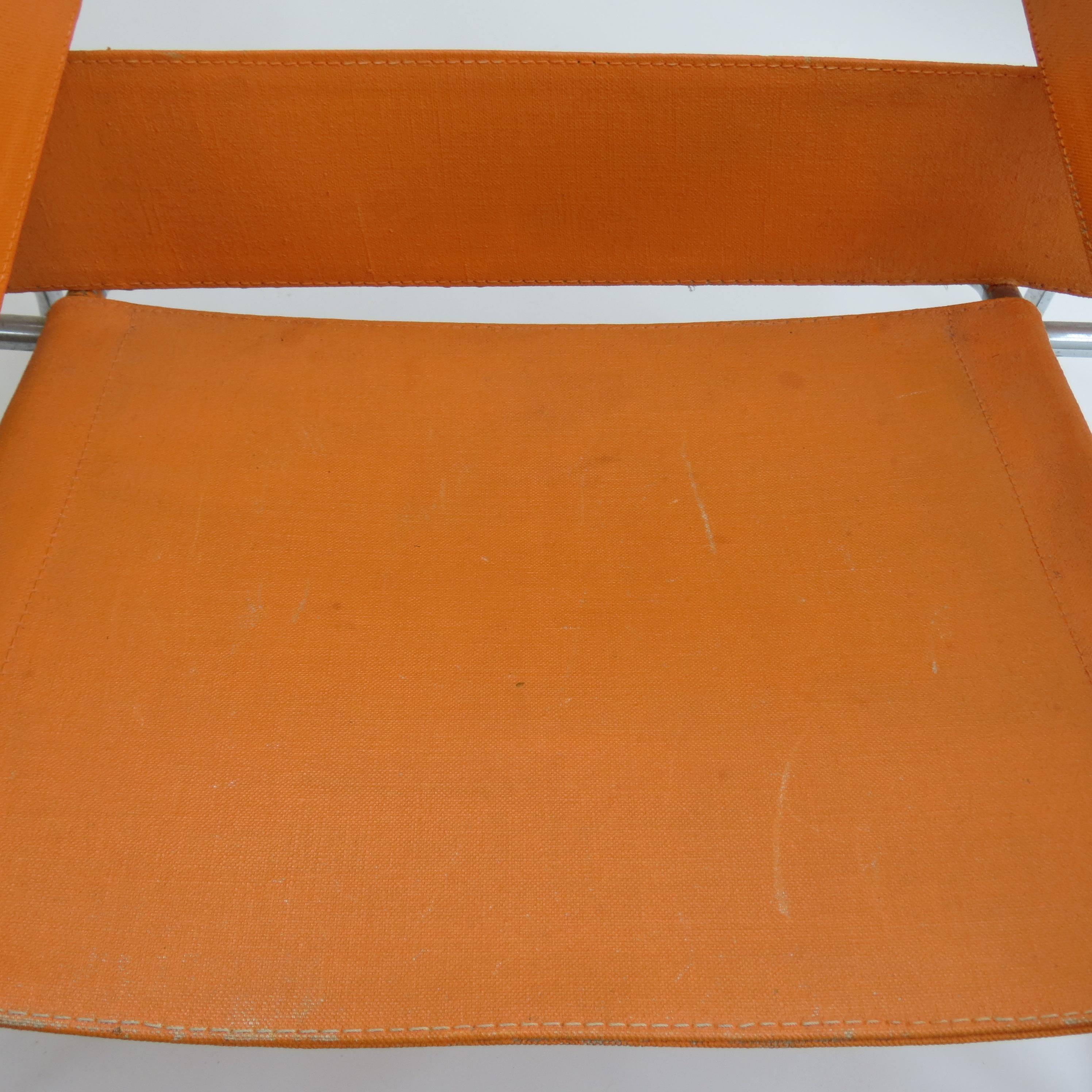 1960s B3 Wassily Chair in Orange Canvas by Marcel Breuer for Gavina, Bauhaus A In Good Condition In Stow on the Wold, GB