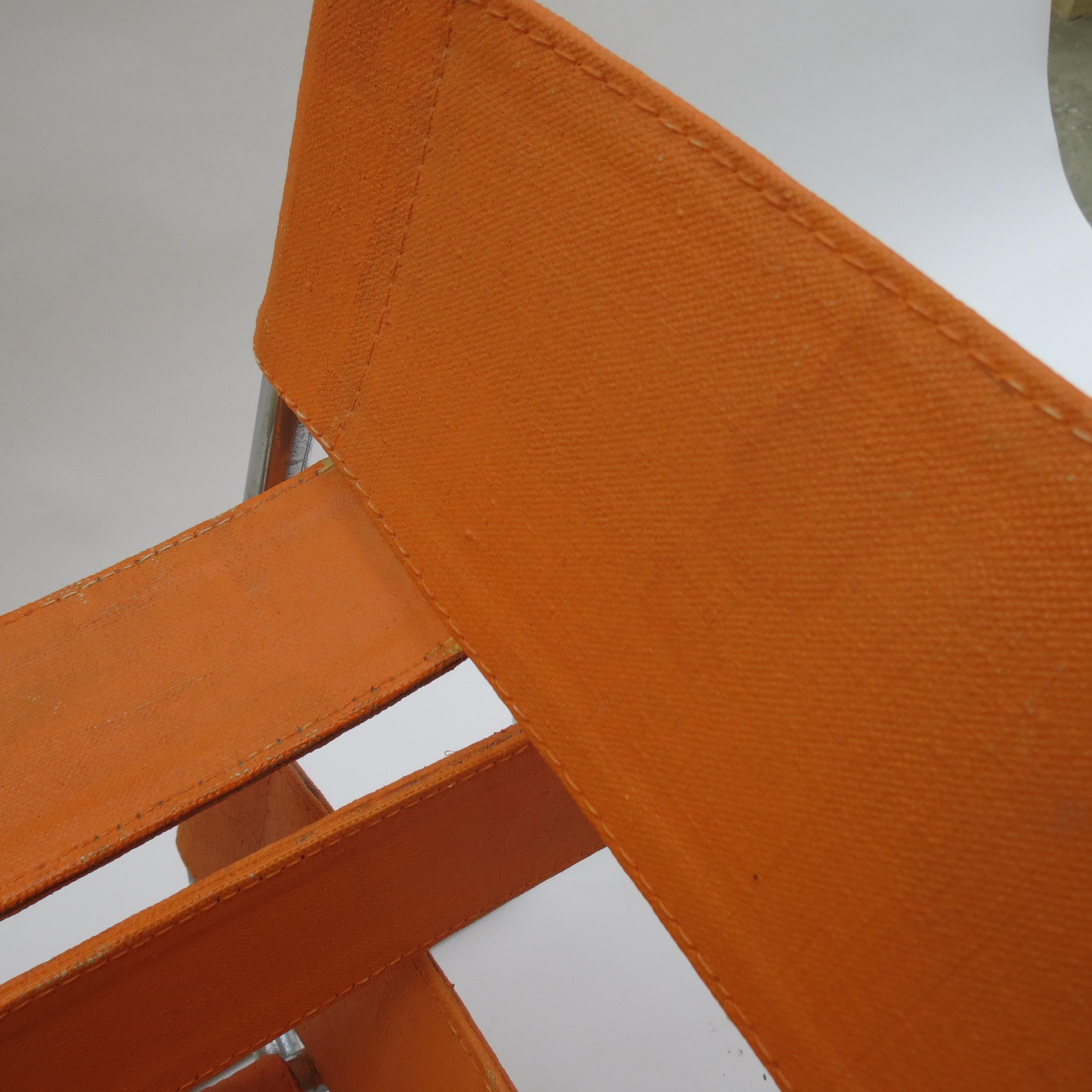 1960s B3 Wassily Chair in Orange Canvas by Marcel Breuer for Gavina, Bauhaus A 3