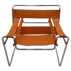 Vintage 1960s B3 Wassily Chair in Orange Canvas by Marcel Breuer for Gavina, Bauhaus A