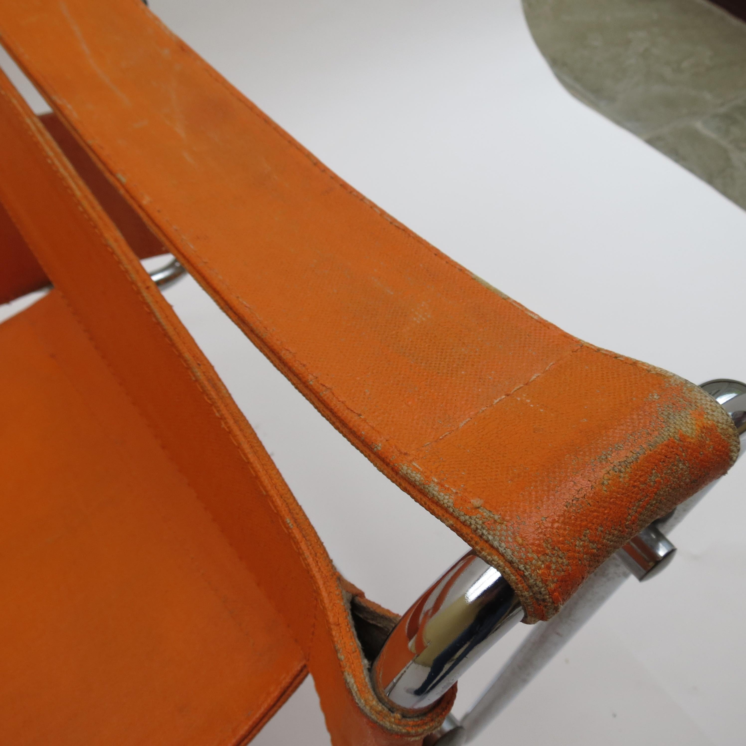 Wassily-Stuhl B3 aus orangefarbener Segeltuch von Marcel Breuer für Gavina Bauhaus B, 1960er Jahre 2