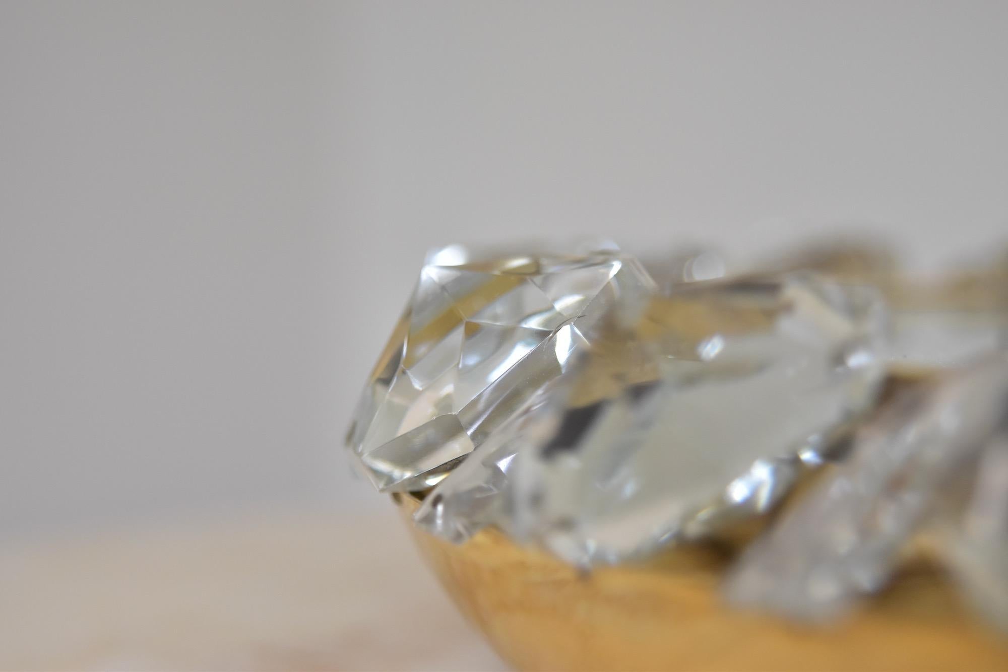 1960's Bakalowits Brass Crystal Diamond Backlit Wall Mirror Glass Austria 5