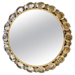 1960's Bakalowits Brass Crystal Diamond Backlit Wall Mirror Glass Austria