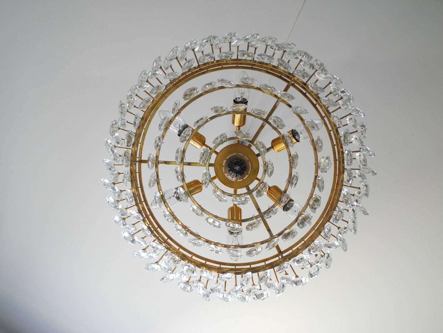 1960s Bakalowits Crystal Chandelier with Brass Frame 2