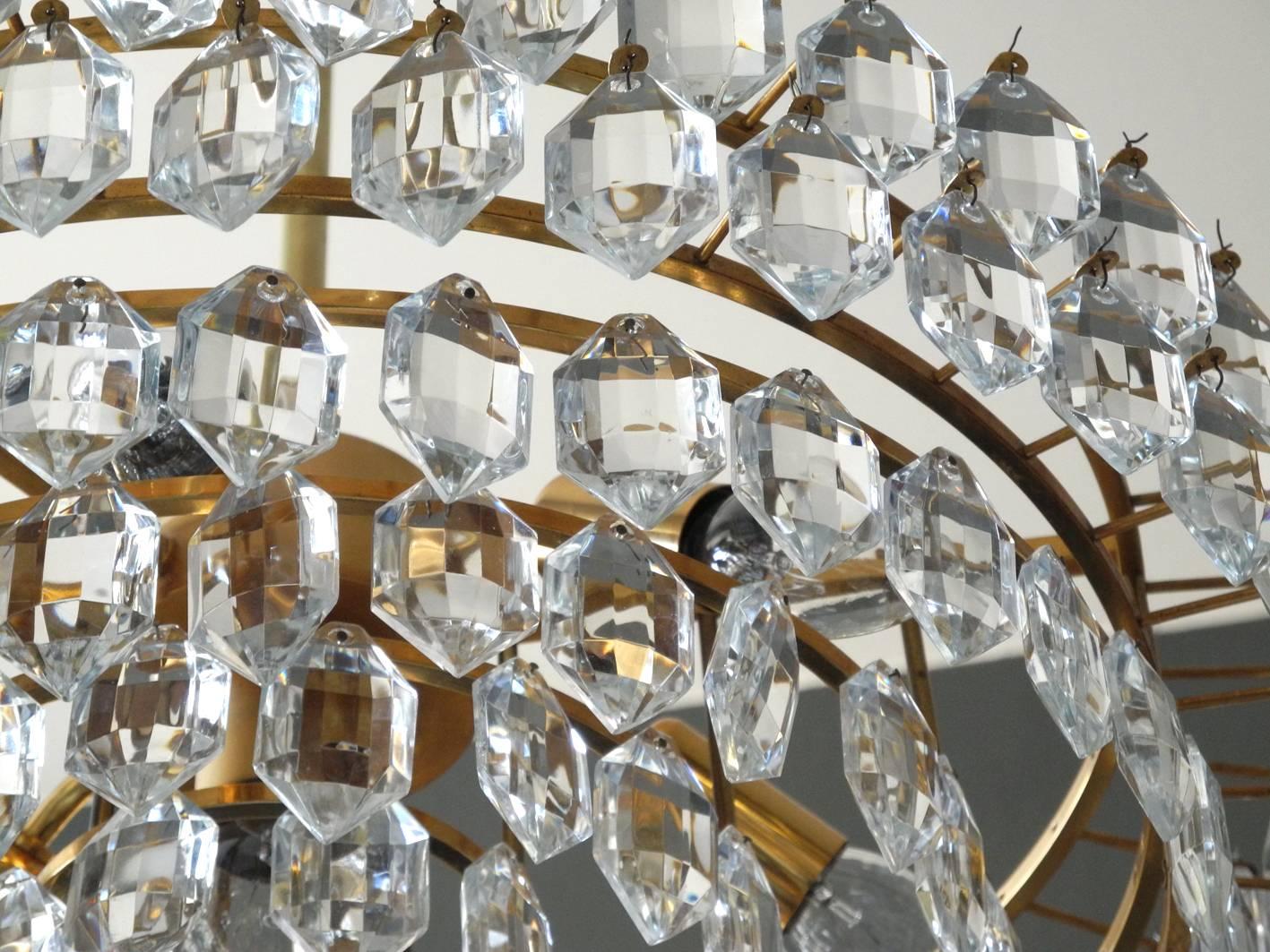 1960s Bakalowits Crystal Chandelier with Brass Frame 3