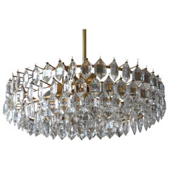 1960s Bakalowits Crystal Chandelier with Brass Frame