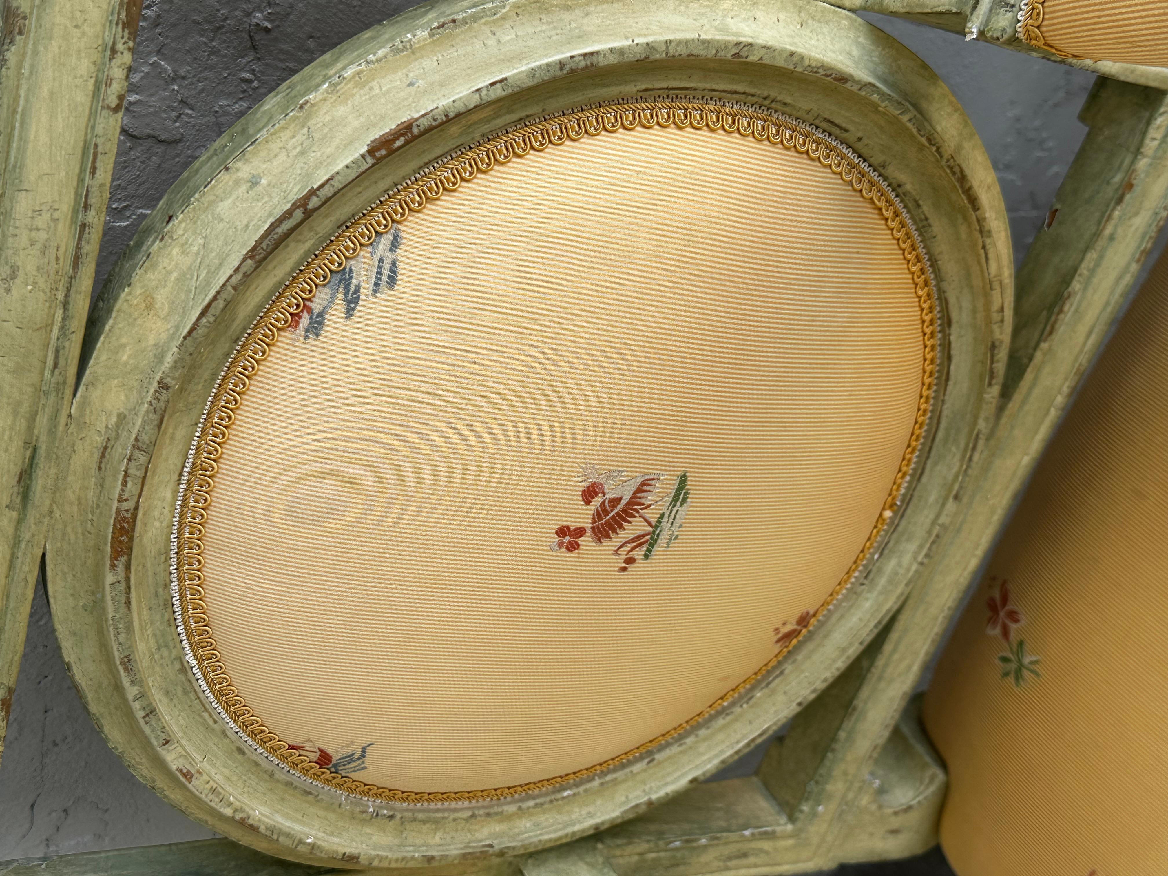 1960s Baker Country French Farmhouse Green Yellow Floral Dining Set, Set of 9 For Sale 9