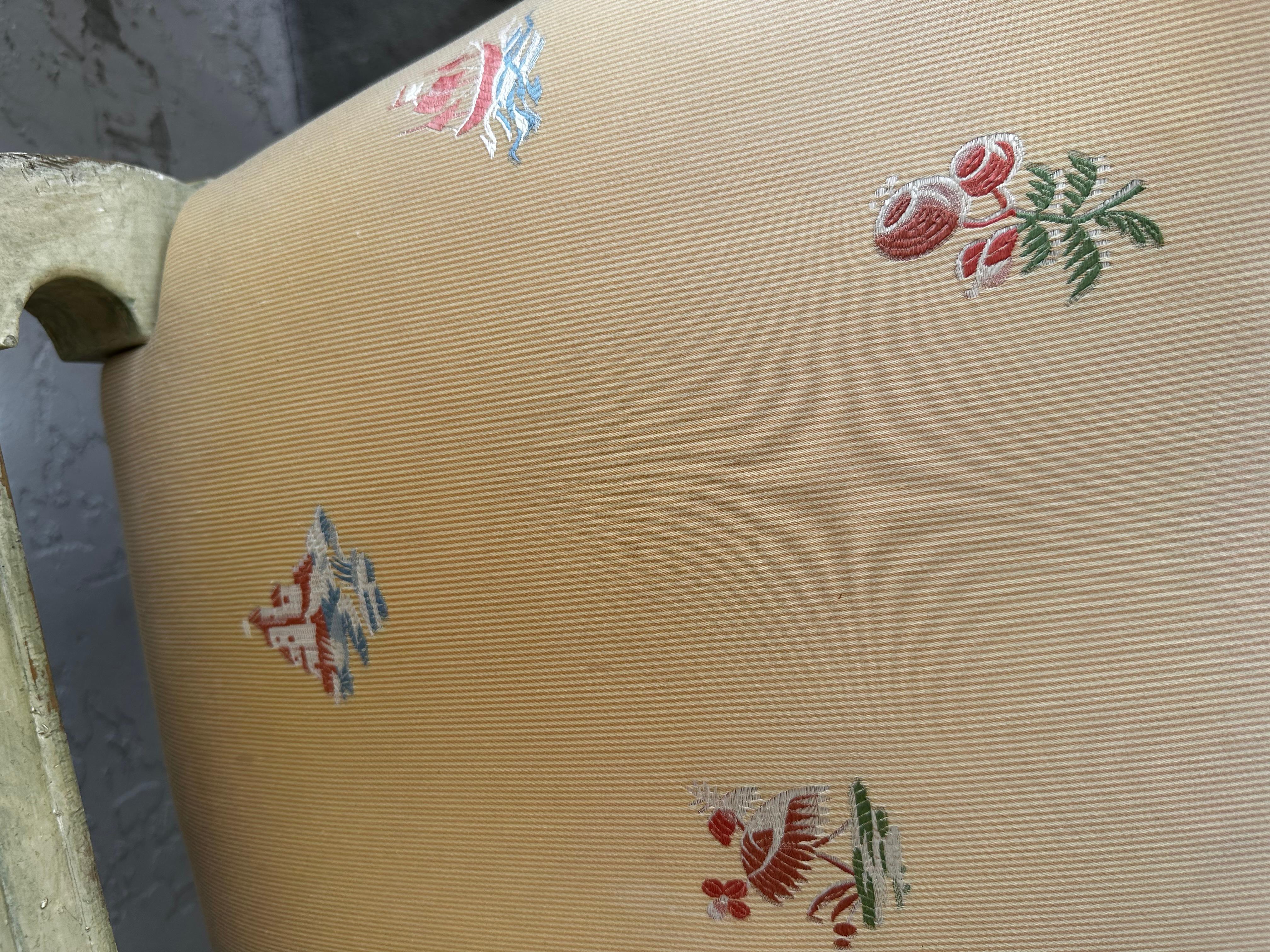 1960s Baker Country French Farmhouse Green Yellow Floral Dining Set, Set of 9 For Sale 10