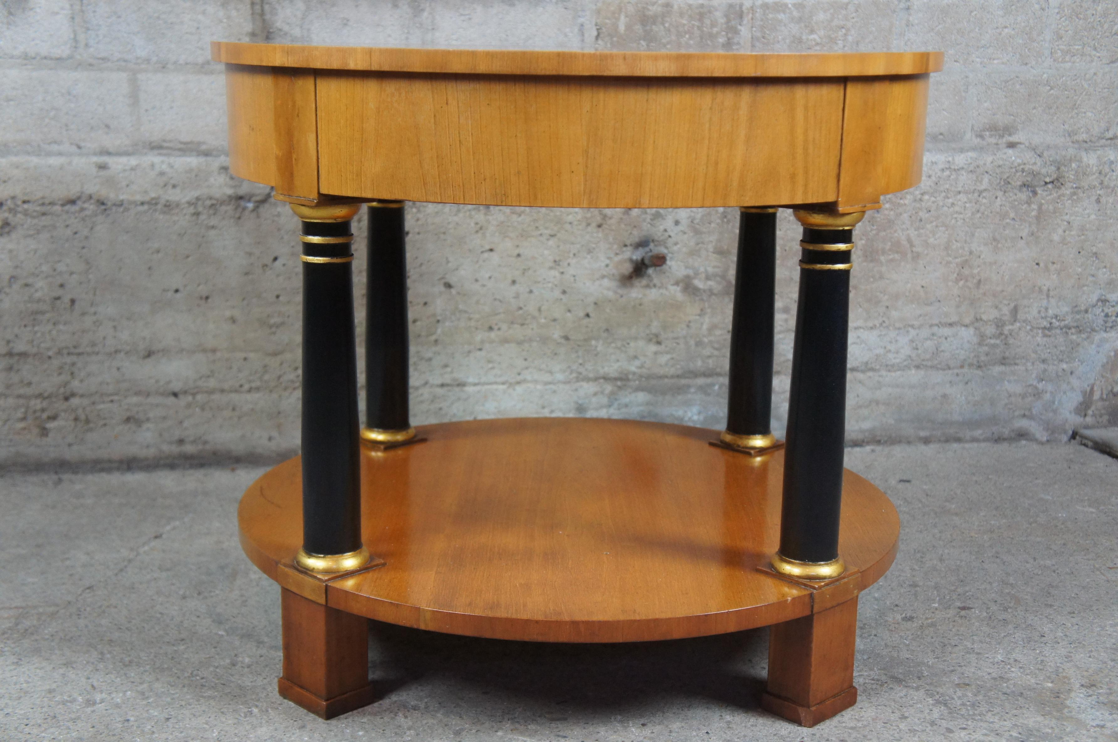1960s Baker French Empire Round Fruitwood Neoclassical Gueridon Side Table 5