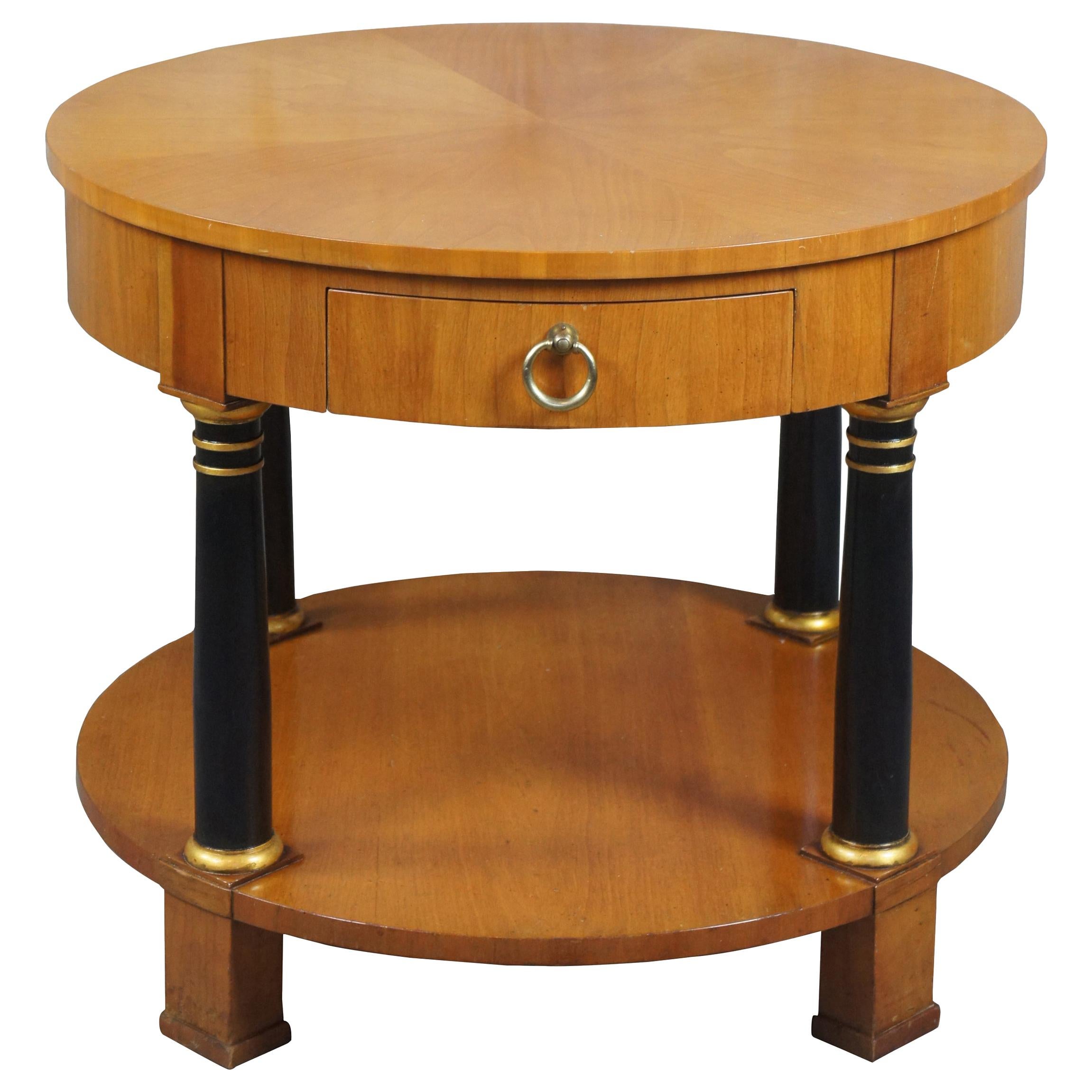 1960s Baker French Empire Round Fruitwood Neoclassical Gueridon Side Table
