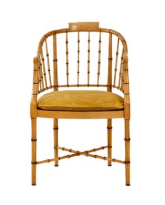 Sillón de bañera de imitación bambú y caña de los años 60 de Baker Furniture