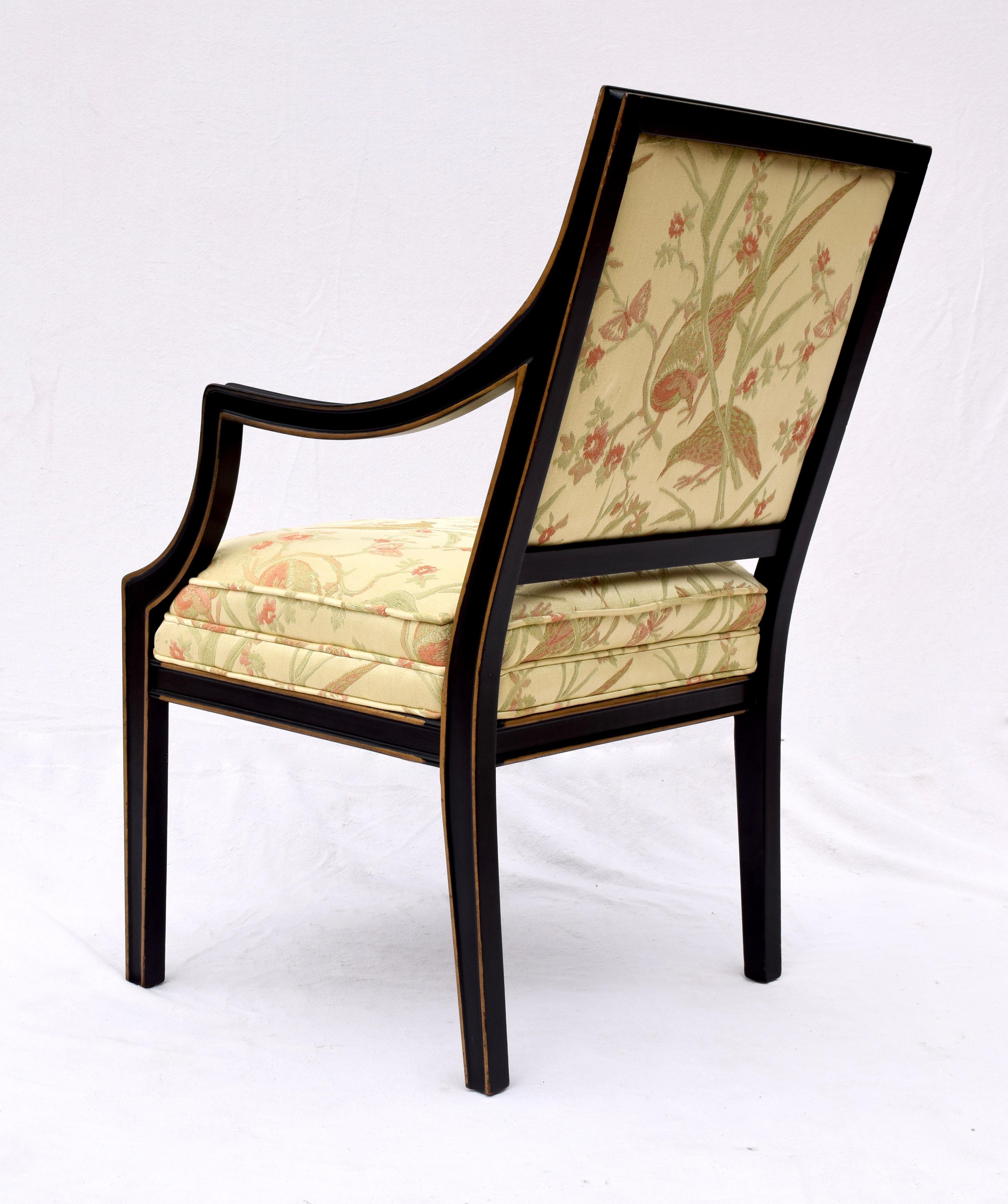 Brocade 1960s Baker Furniture Upholstered Armchair