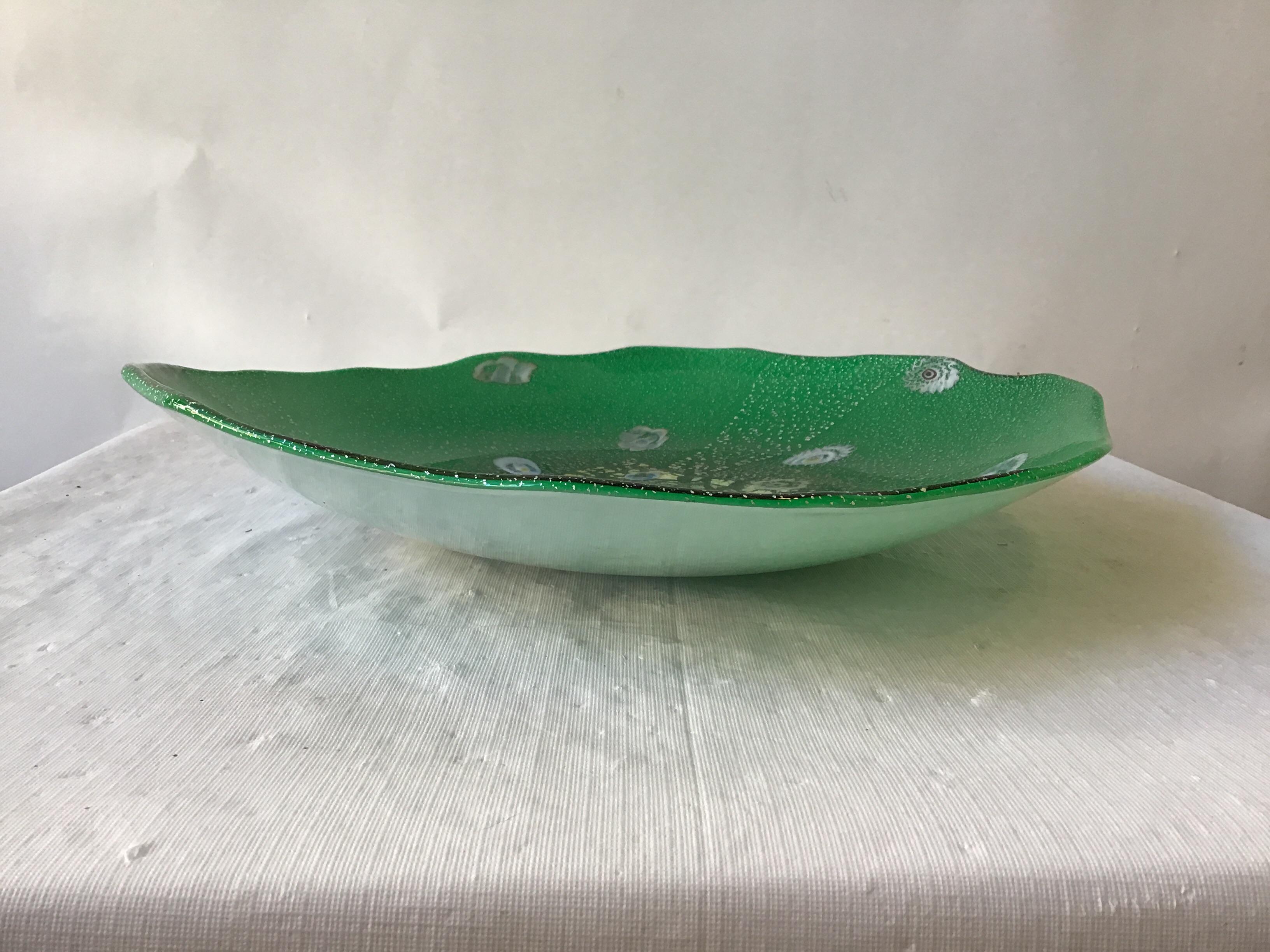 1960s Balboa Green Murano Glass Bowl In Good Condition In Tarrytown, NY
