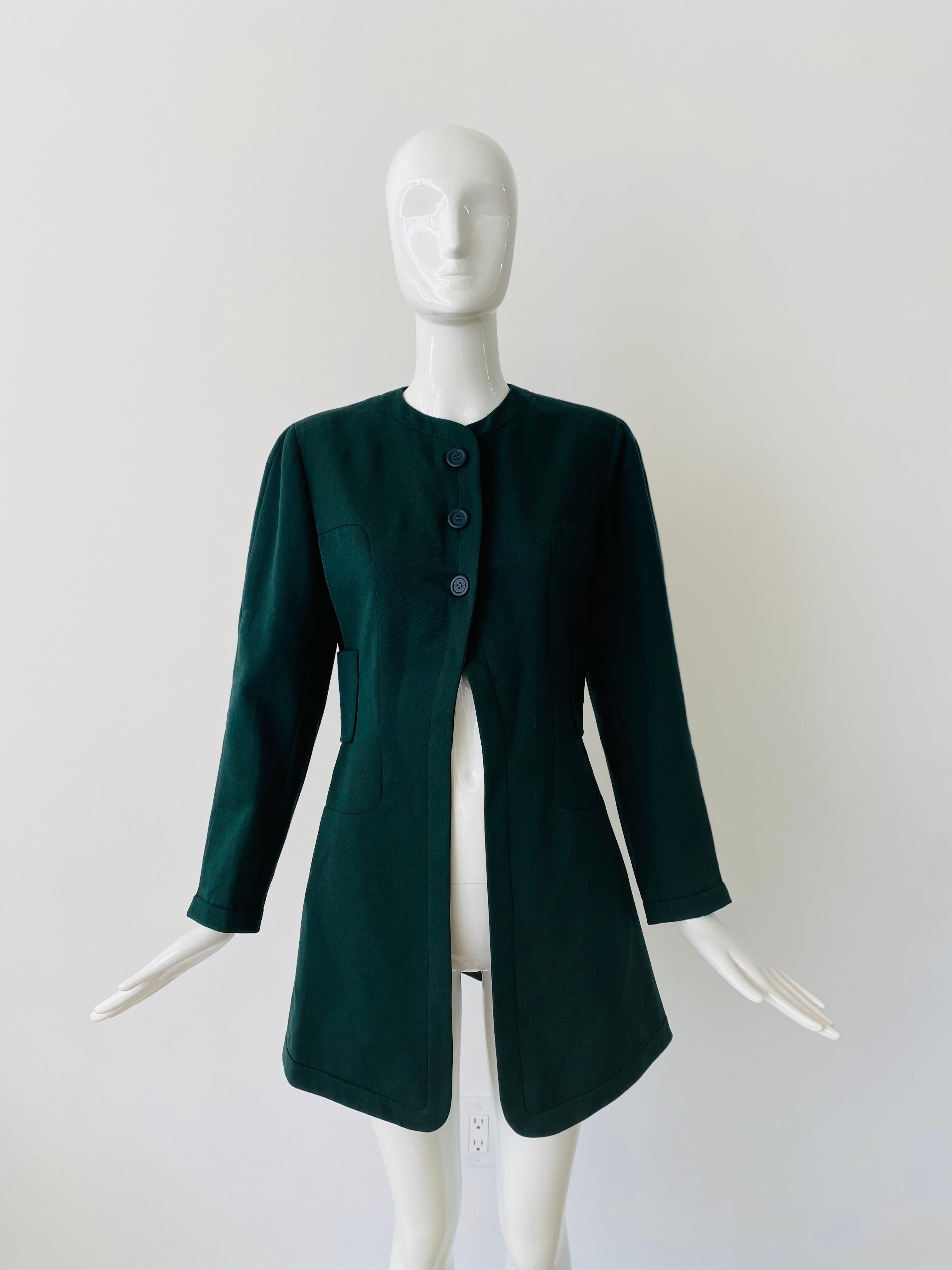 Women's 1980s Balenciaga Le Dix Green Dress Coat Set  For Sale