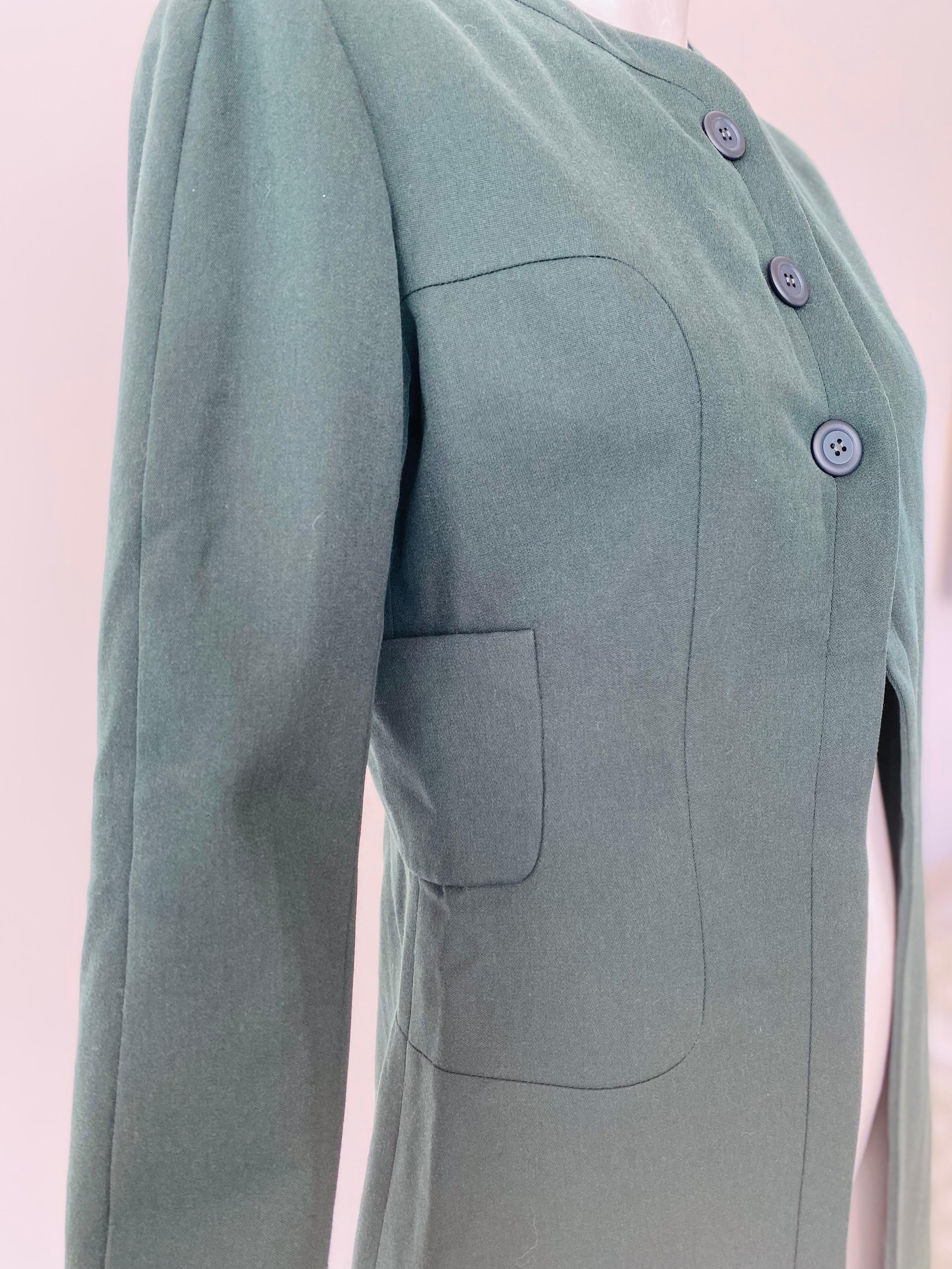 1980er Jahre Balenciaga Le Dix Grünes Kleid Mantel Set  im Angebot 2