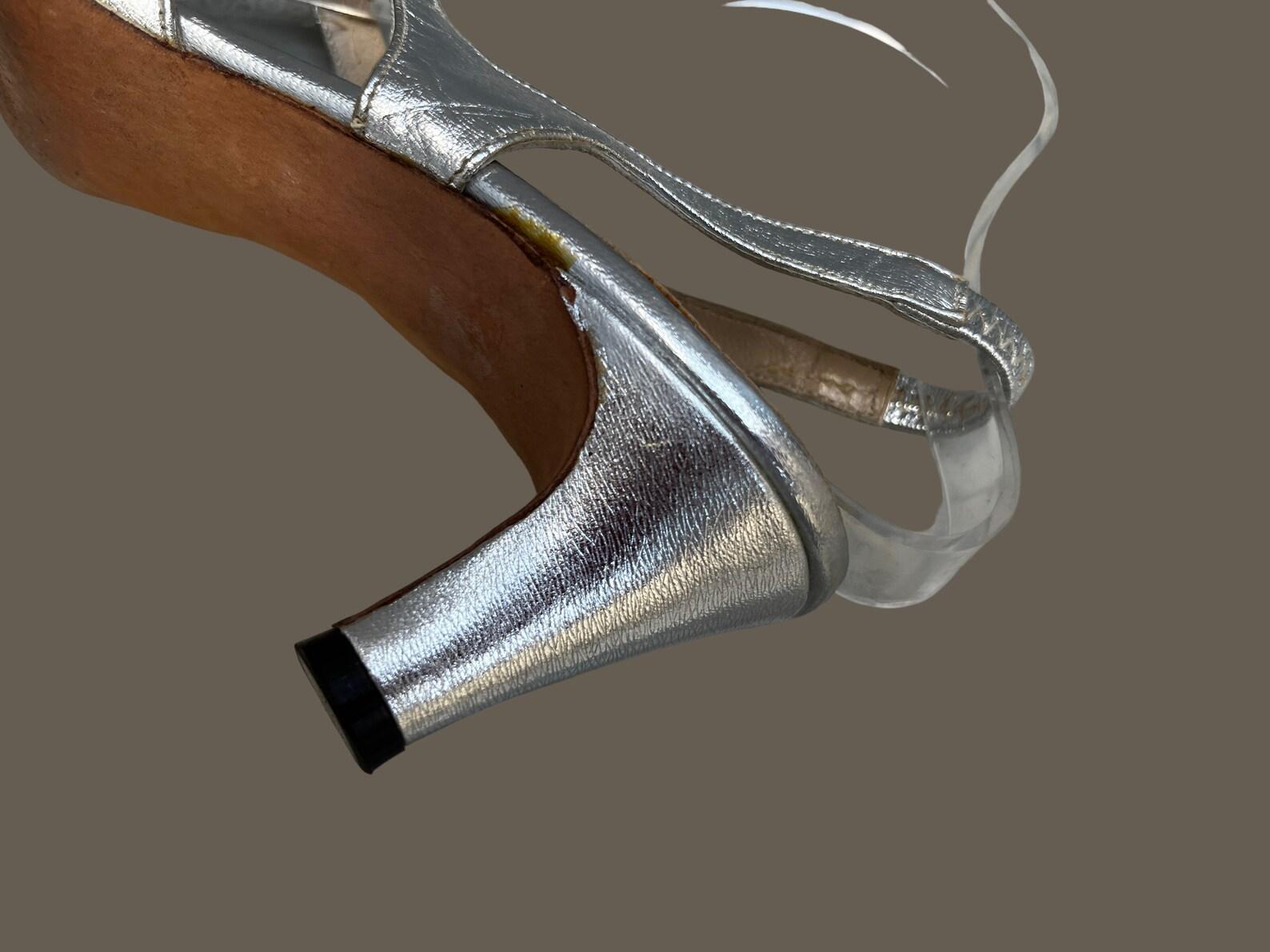 Balenciaga Metallic Silver Heels, Circa 1960s For Sale 6
