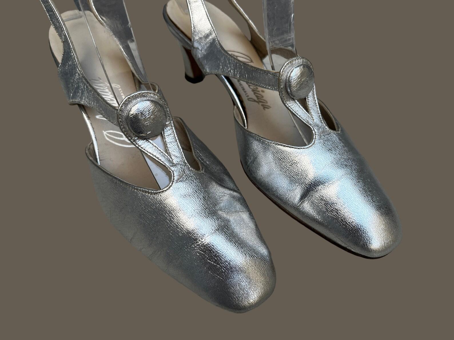 1960s Balenciaga metallic silver heels For Sale 5