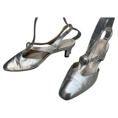 Retro Balenciaga Metallic Silver Heels, Circa 1960s
