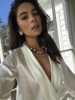 1960s Balenciaga Necklace in Mother of Pearl, Gold Plate and Brass