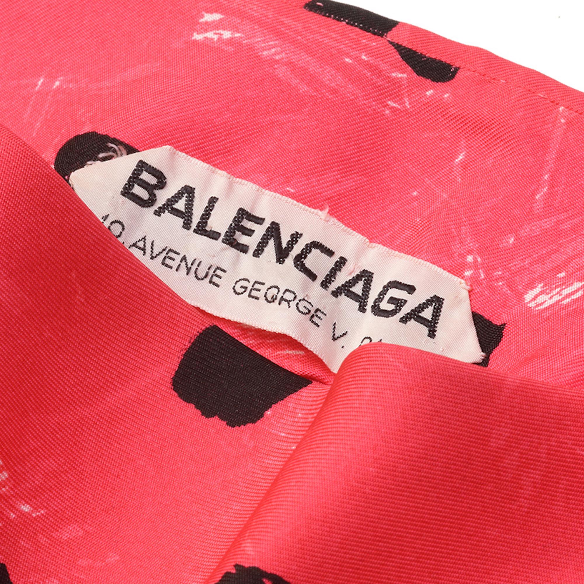 1960s Balenciaga Printed Silk Haute Couture Top and Skirt Set  6