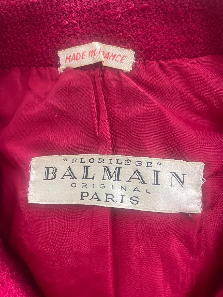 Donna Cappotto Balmain Demi Couture in lana bouclé rossa del 1960 in vendita