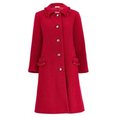 1960s Balmain Demi Couture Red Boucle Wool Coat