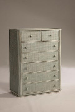 1960s Bamboo and Vienna Straw Chest of Drawers