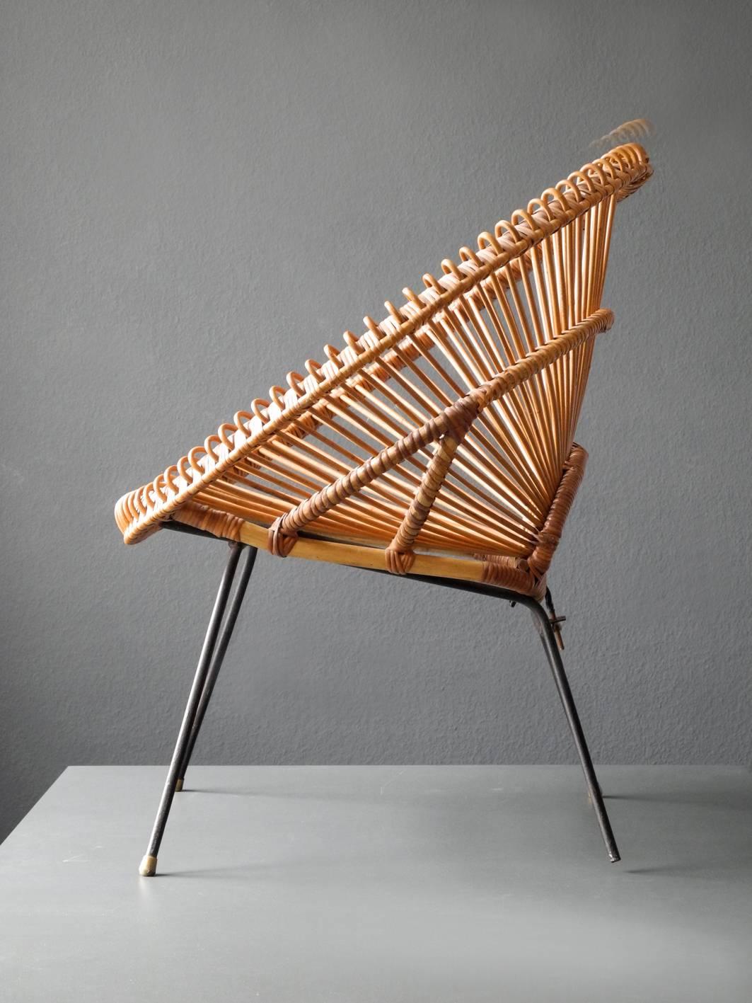 French 1960s Bamboo Armchair by Janine Abraham and Dirk Jan Rol Made in France