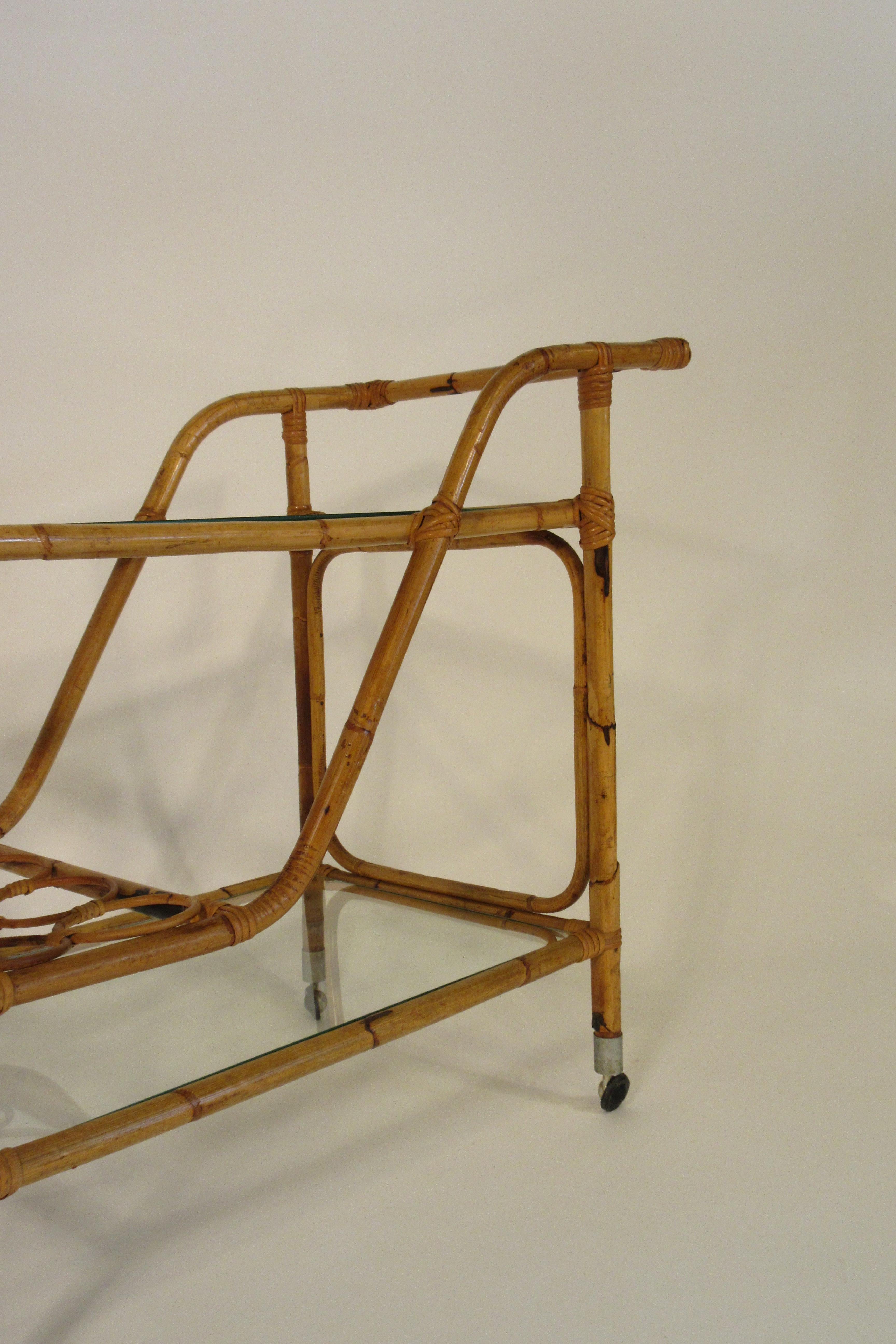 1960s Bamboo Bar Cart 1