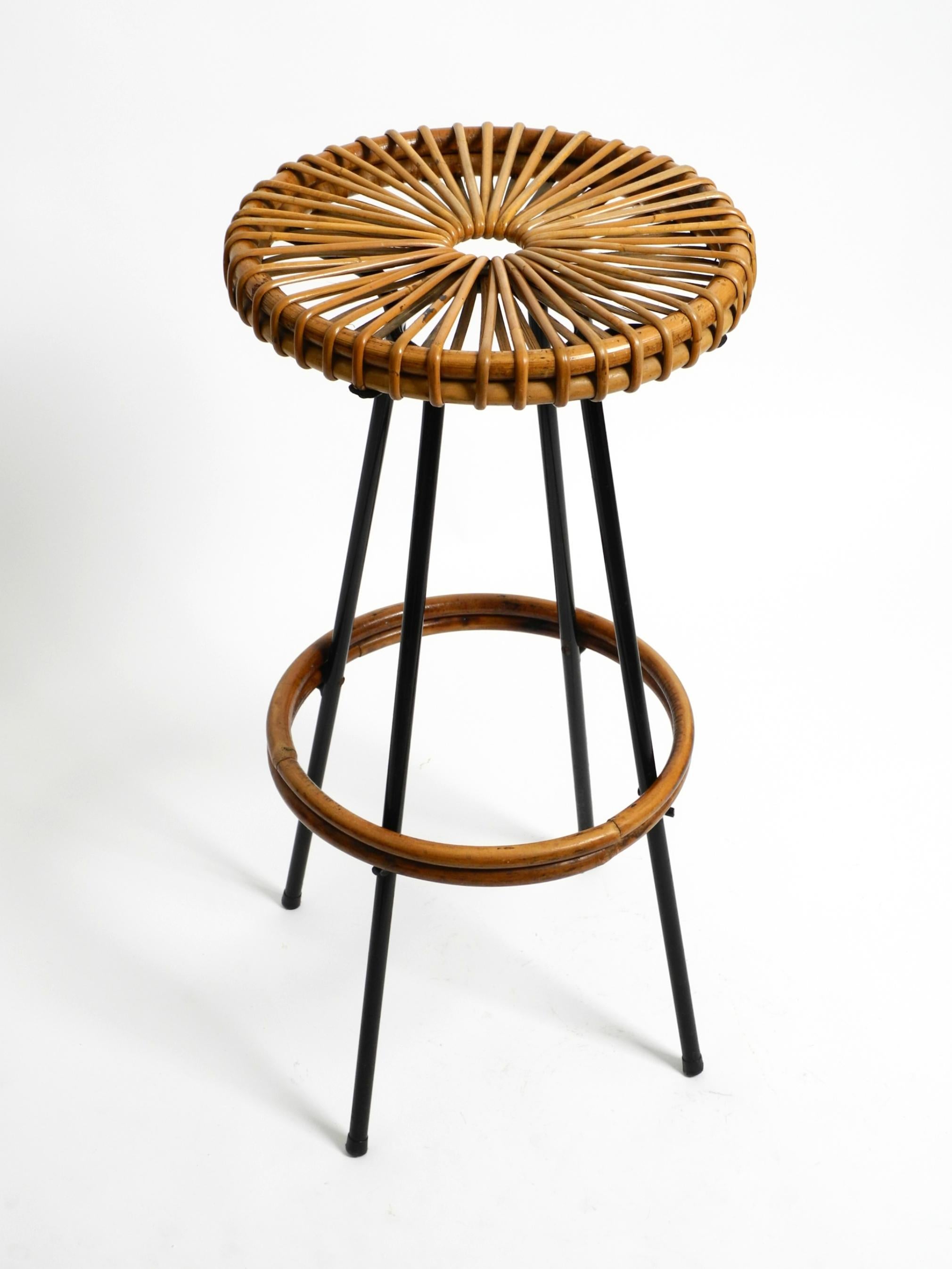 Dutch 1960s bamboo bar stool by Dirk VAN SLIEDREGT for Rohé Noordwolde Netherlands For Sale