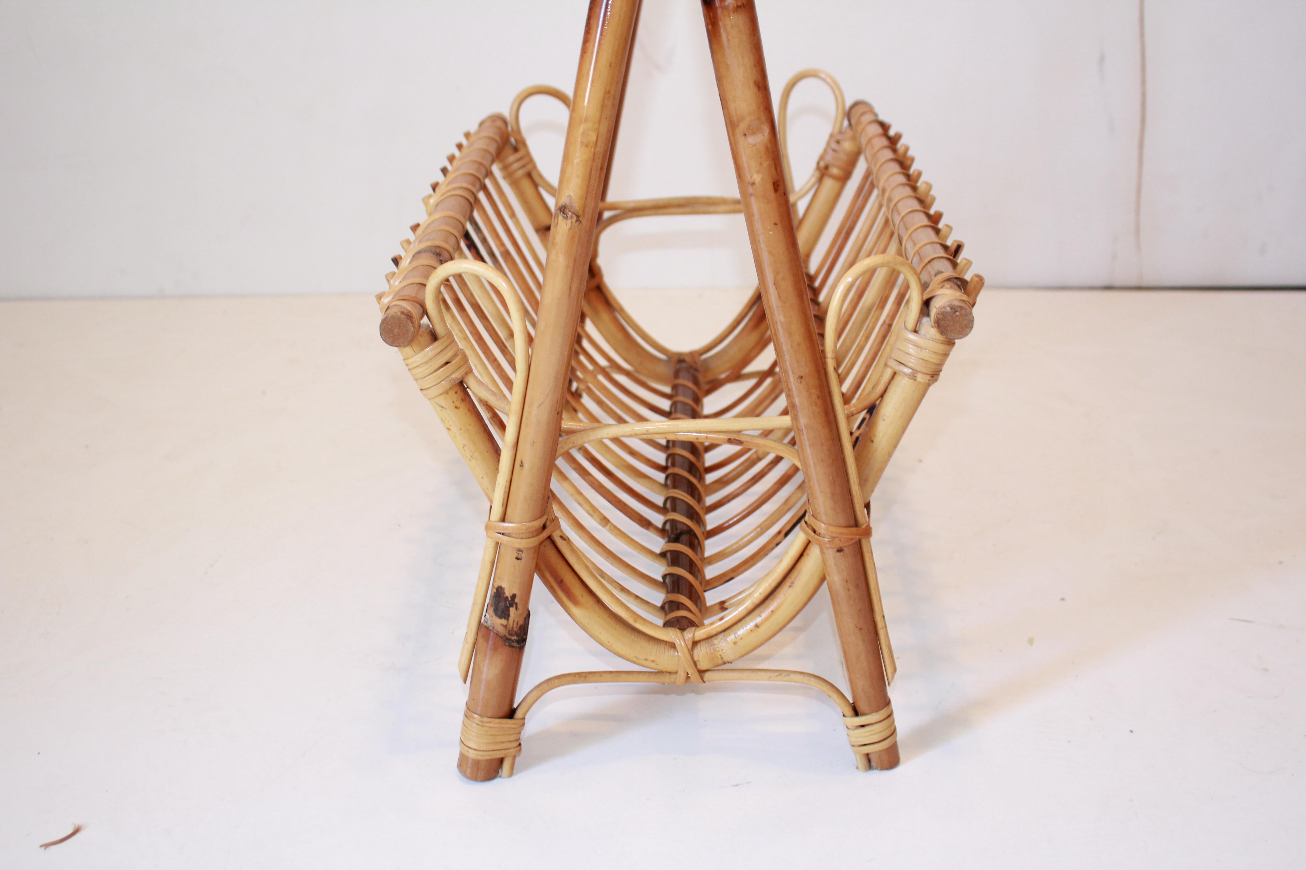 Mid-20th Century Bamboo Magazine Rack in Franco Albini Style, Italy 1960s For Sale