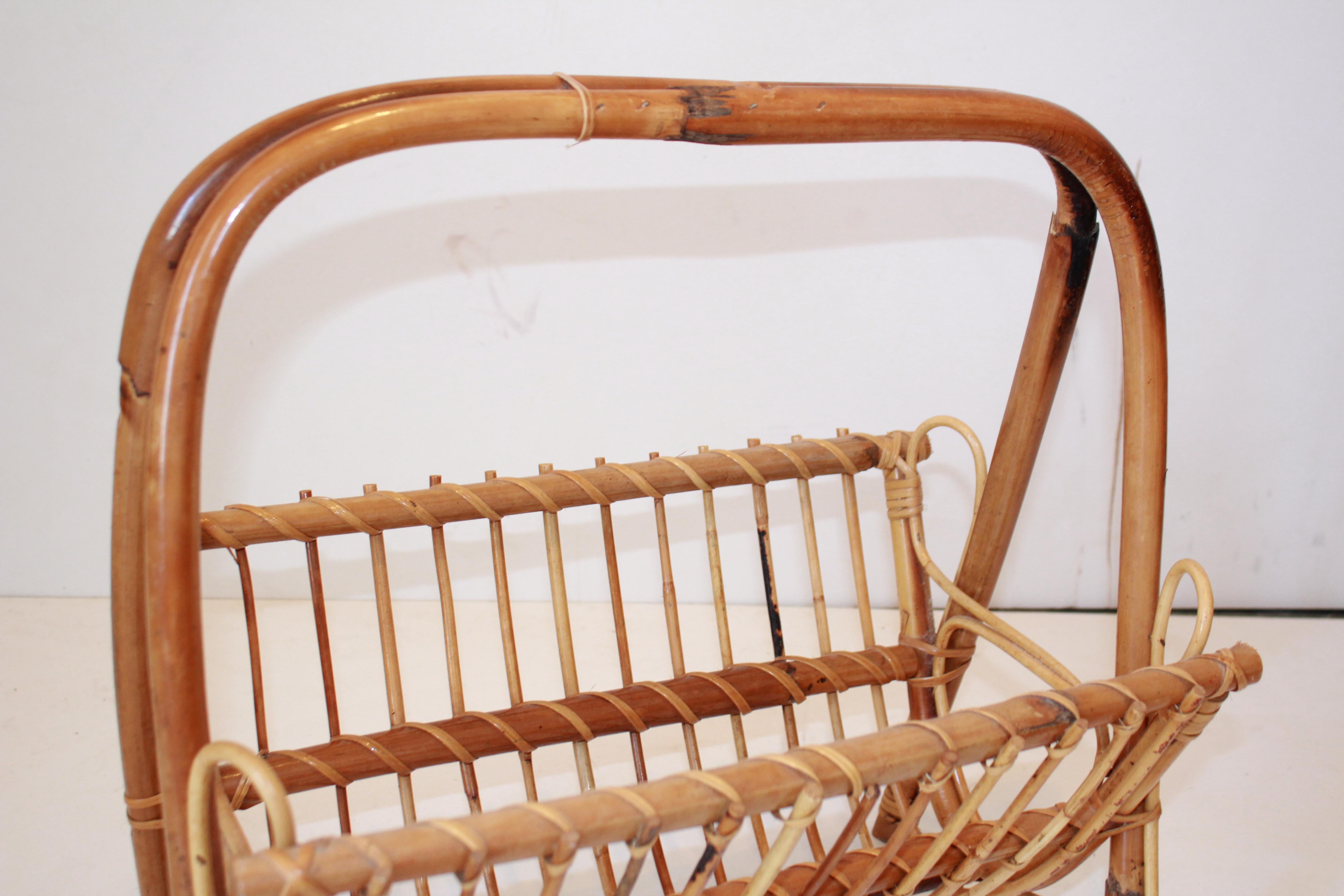 Bamboo Magazine Rack in Franco Albini Style, Italy 1960s For Sale 2