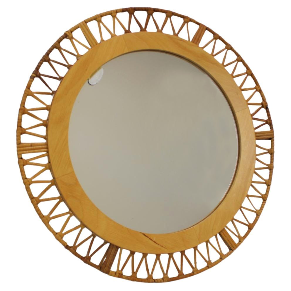 Espejo de bambú de los años 60, Fmportglas, Alemania