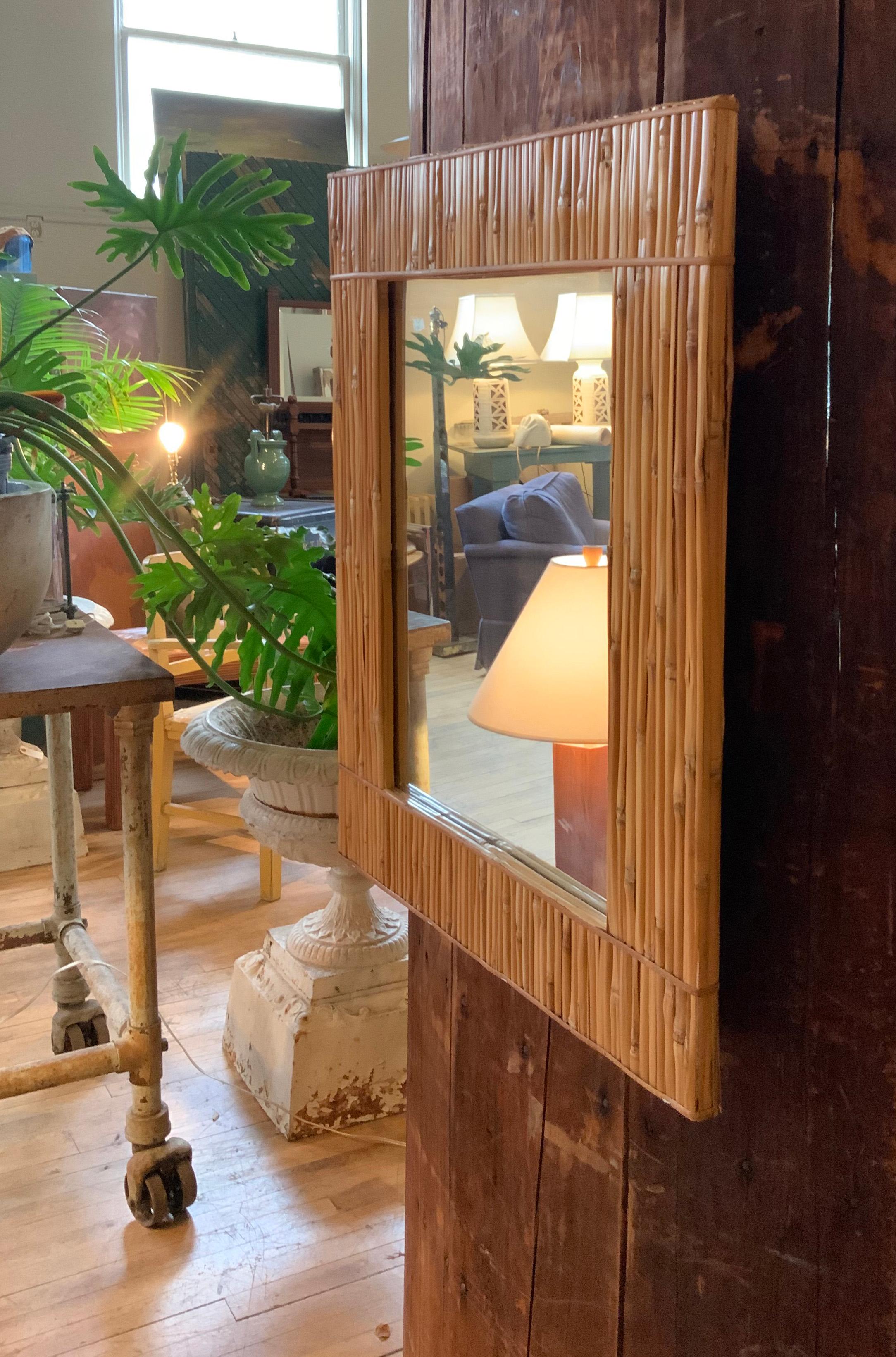 Mid-20th Century 1960's Bamboo Mirror by Raymor