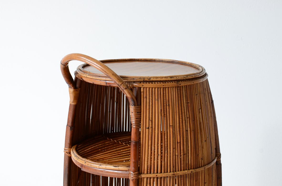 1960's Bar cabinet in rattan and woven staraw In Excellent Condition For Sale In Milano, IT