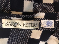 1960s Baron Peters Navy Blue + White Checkered Rayon Crepe Vintage 60s Dress