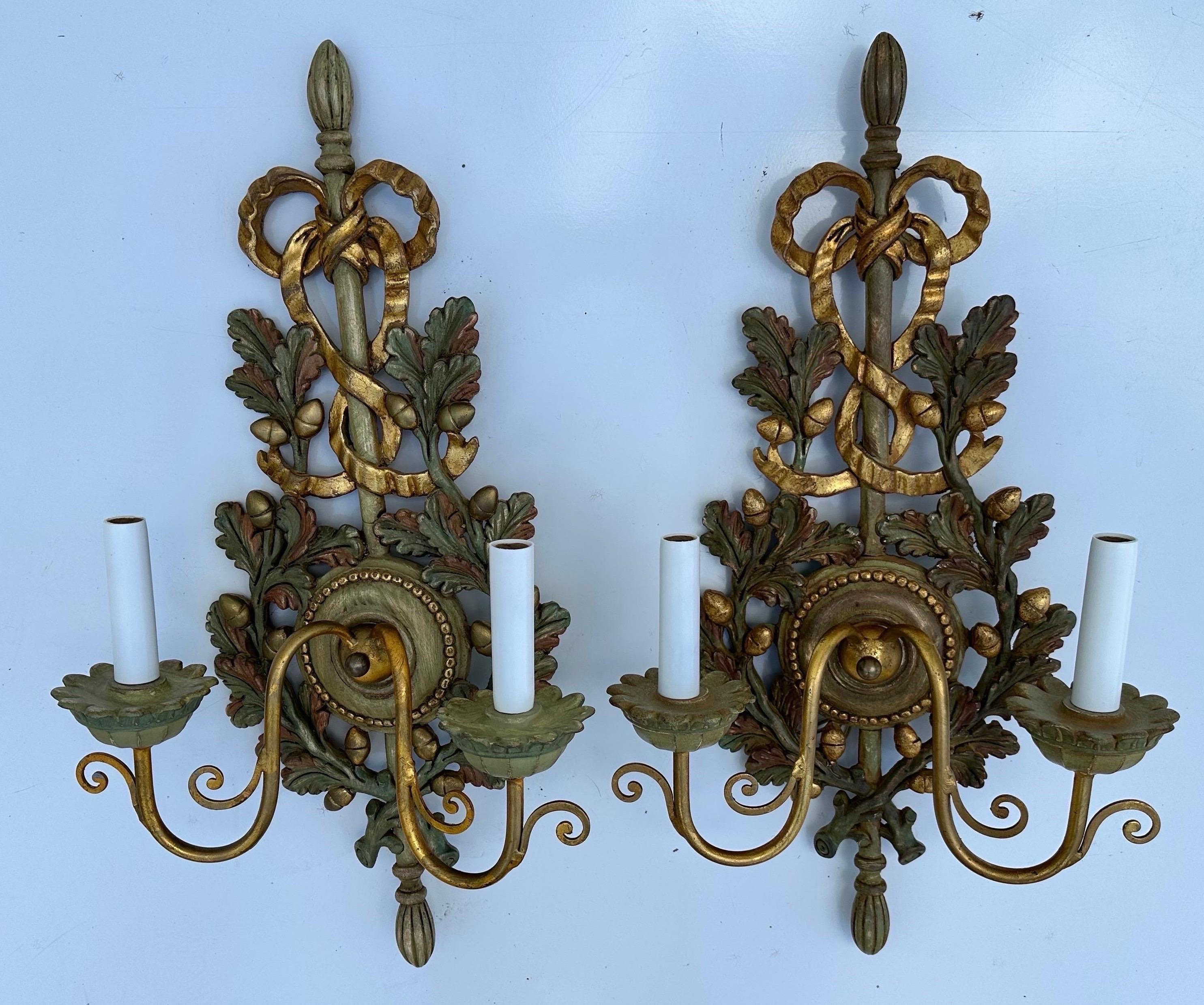 Barroco italiano de los años 60  par de Apliques en Bueno estado para la venta en Miami, FL