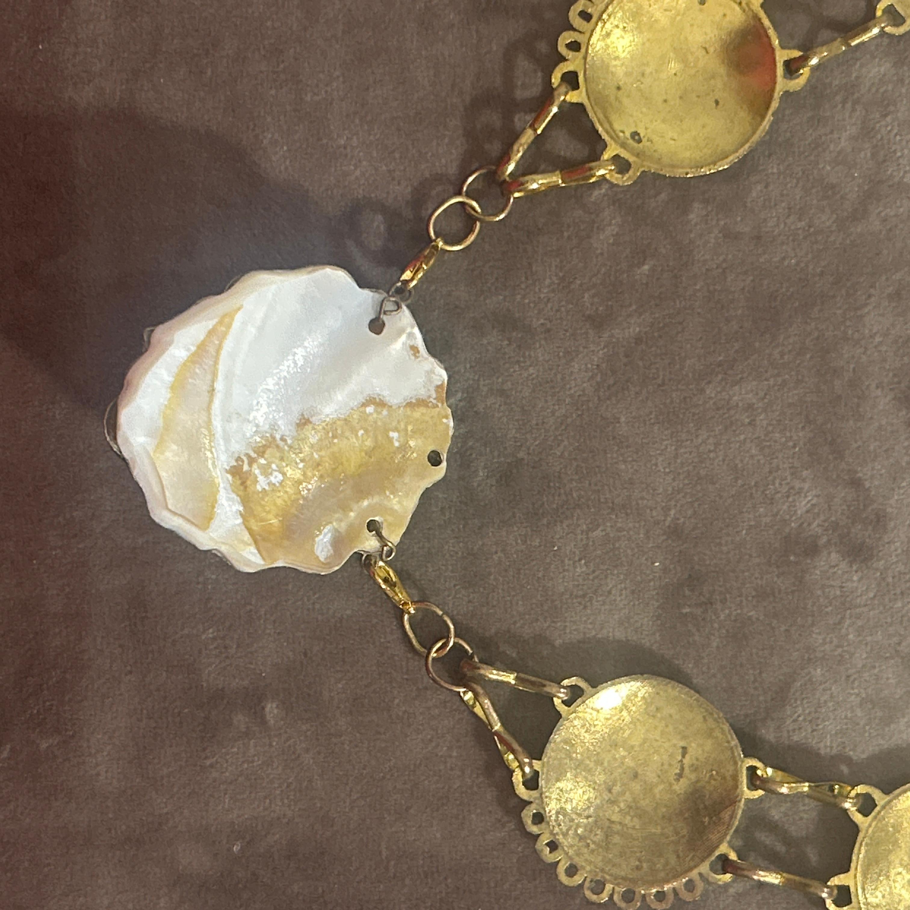 1960s Baroque Style Gilded Metal Costume Jewelry Italian Necklace For Sale 1