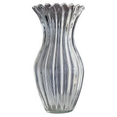 1960s Barovier Style Large Transparent Murano Vase