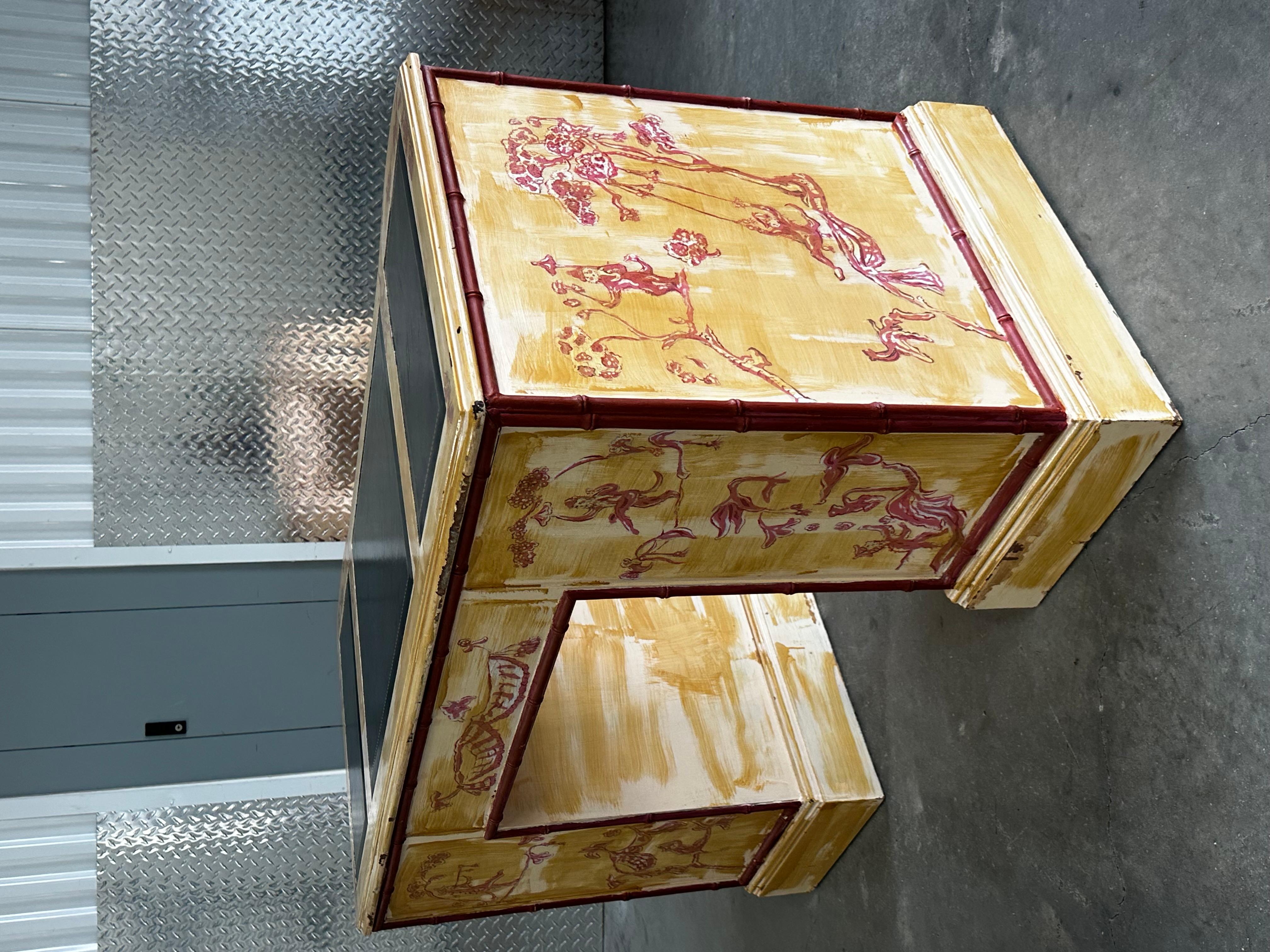 Scrivania Bassett del 1960 in finto legno di bambù dipinto in stile Chinoiserie Japandi in vendita 3