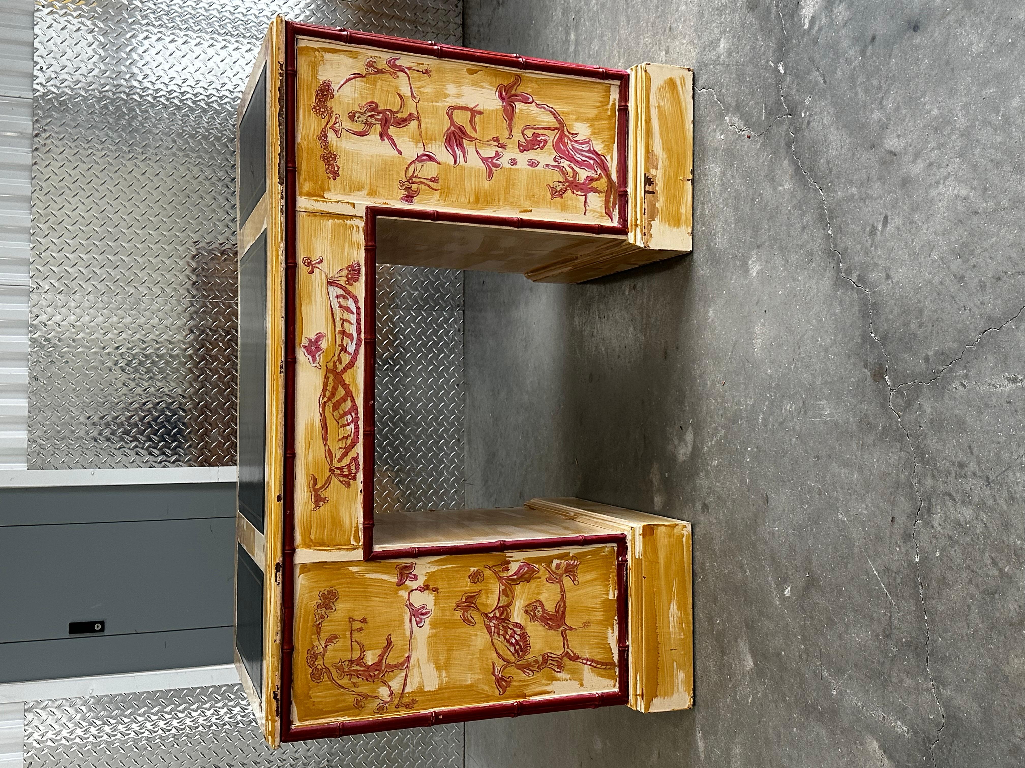 Scrivania Bassett del 1960 in finto legno di bambù dipinto in stile Chinoiserie Japandi in vendita 4